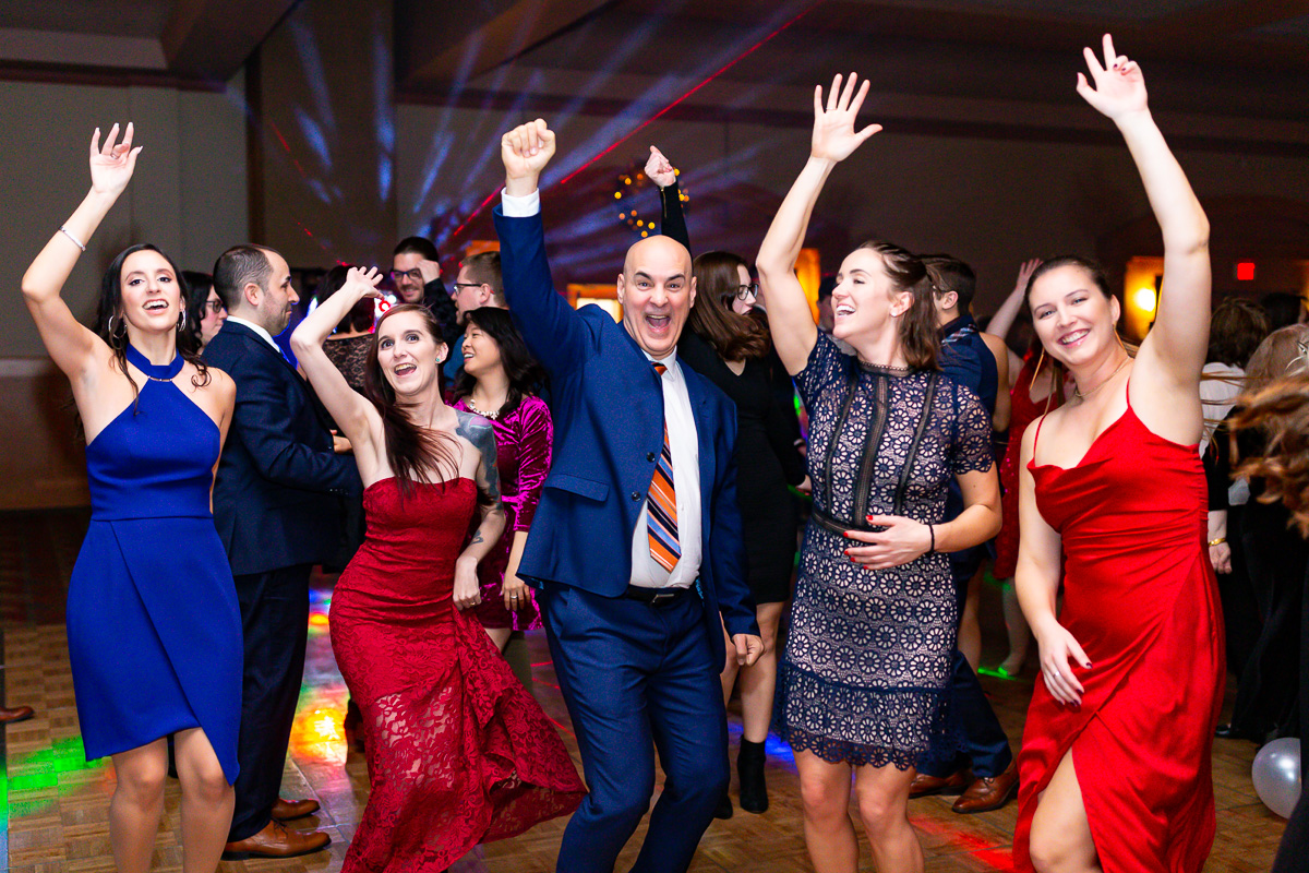 People dancing at a Costco holiday party in Ottawa