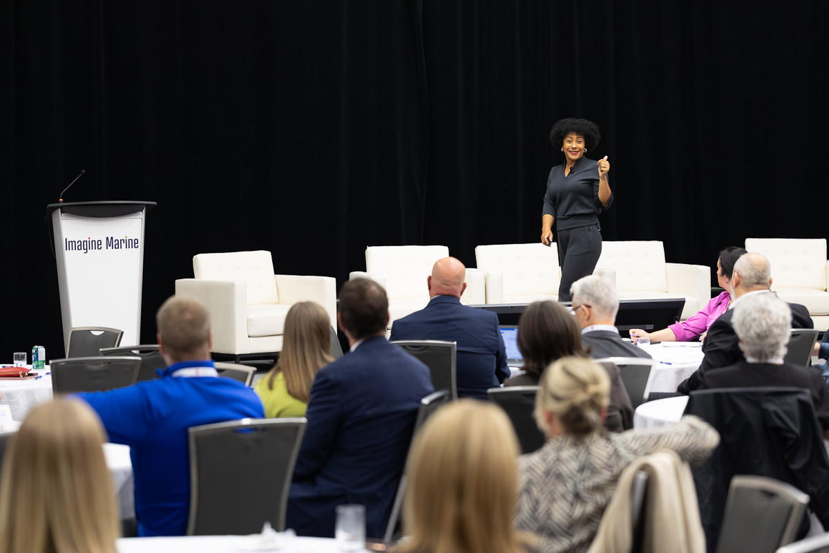 Camille Dundas with the Idea Practice presents at the Imagine Marine conference in Ottawa.