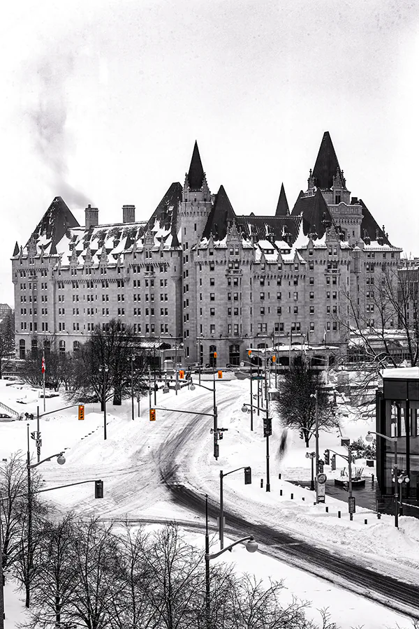 The fairmont château laurier with empty streets